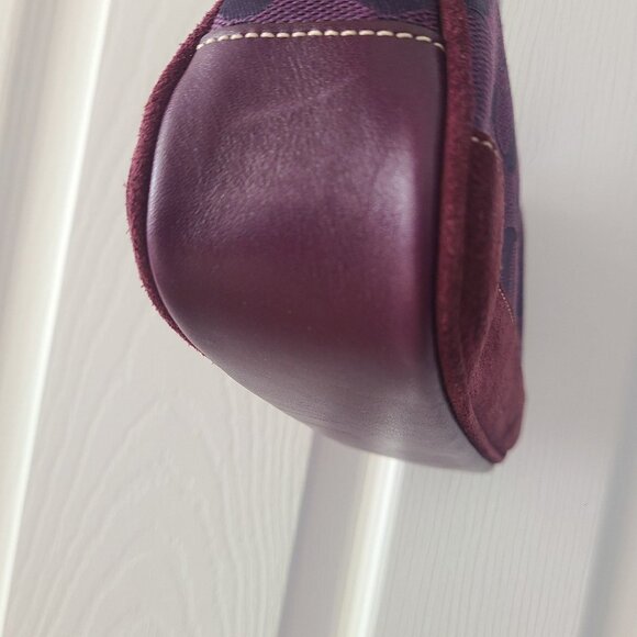 Coach Y2K Demi Baguette Bag Wristlet Signature Monogram Purple Leather Trim 6094 - Picture 4 of 10